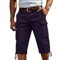 thumbnail image 3 of CONZONE Mens Baggy Cargo Shorts Straight Leg Workwear Shorts for Men Trendy Buttons Solid Soft Outdoor Hiking Shorts With Pockets, 3 of 5