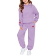 thumbnail image 2 of YunPes Girls Clothes Cute Print Hooded Sweatshirt & Jogger Sweatpants Set Casual Preppy Sweatsuit Fall Winter Outfits for Kids, 2 of 5