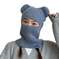 thumbnail image 2 of dianhelloya Warm hat Bear Ears Solid Color Ear Protection Knitted Scarf Cap Unisex Winter Outdoor Riding Integrated Scarf Beanie Hat Costume Accessories Grey Blue + Pink, 2 of 8