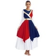 thumbnail image 5 of Kaerm Liturgical Dance For Women Color Block Praise Dance Dress Asymmetrical Worship Church Dresses Navy Blue&Red M, 5 of 7