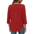 thumbnail image 7 of Ronuti 3/4 Length Sleeve Womens Tops Crew Neck Pleated Blouses For Women Dressy Casual Tunic Shirts, 7 of 7