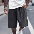 thumbnail image 2 of Men's Shorts Male Heavyweight Distressed Shorts Washed 2 Tone Gradient Loose Oversize Running Shorts Black L, 2 of 4
