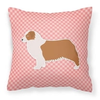 Carolines Treasures BB3633PW1818 Australian Shepherd Dog Checkerboard Pink Fabric Decorative Pillow