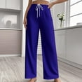 thumbnail image 3 of Drawstring Pants Women Audhol Women's Wide Leg Sweatpants Baggy Pants Fashion Clothing Athletic Joggers with Pockets Womens Lounge Pants Dark Blue XL, 3 of 5