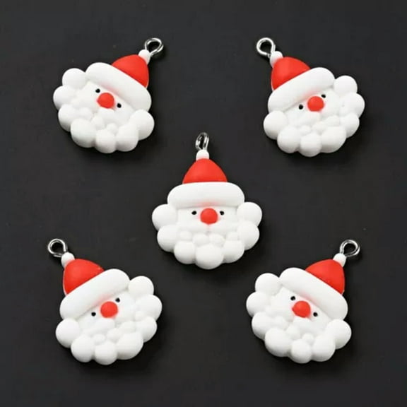 GKNET 50pcs Christmas Theme Opaque Resin Charms Pendants Snowman Hang Ornament-Santa Claus #01