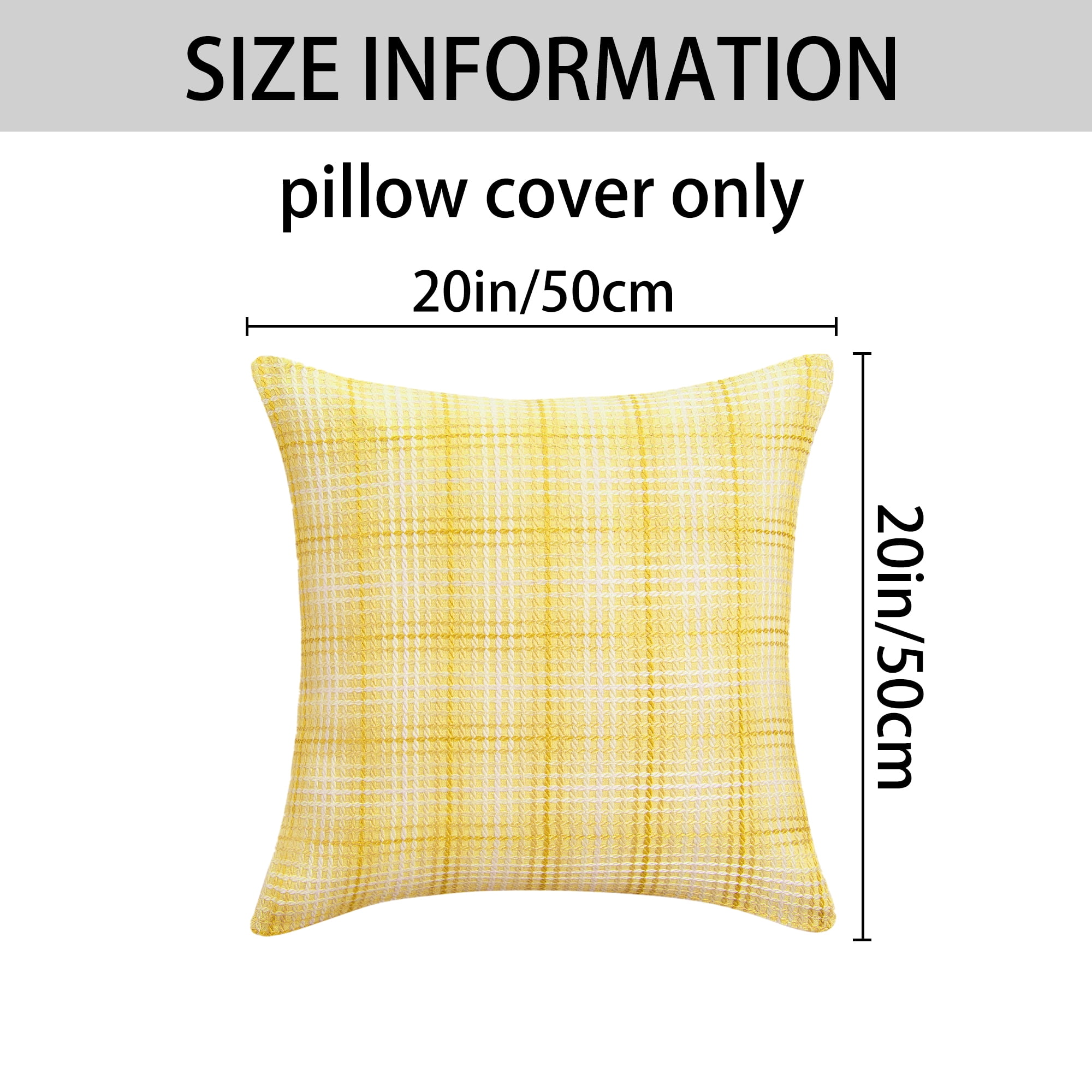 Unique Bargains Plaid Decorative Throw Pillow Covers Pack of 2 Yellow 20" x 20"