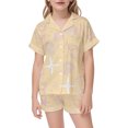 thumbnail image 2 of MEZZALL Girls Satin Pajamas Sets Ocean Themed Print Short Sleeve Lapel Button Down Tops & Shorts Sleepwear For Kids Soft Wear Casual Night Toddler Fashionable Nightwear, 2 of 4