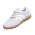 thumbnail image 3 of Domuza Women’s Retro Color Block Sneakers, Low Top Lace Up Flat Casual Walking Shoes Non-Slip Athletic Footwear Gray 6.5（EU-37）, 3 of 7