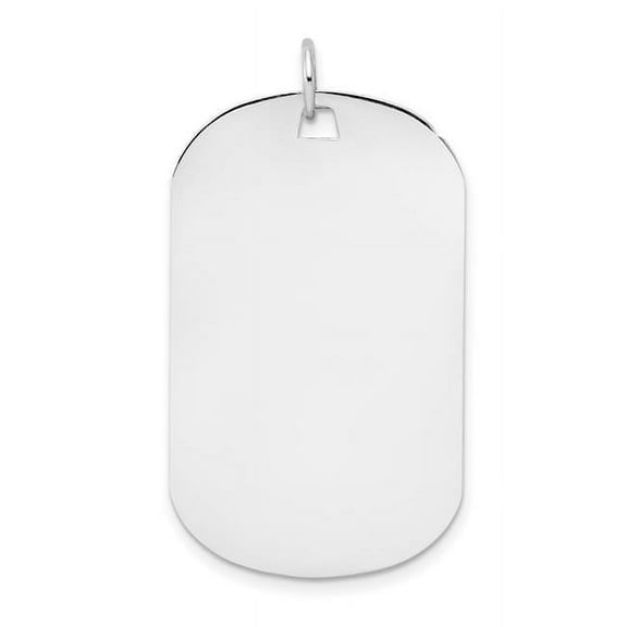 14k White Gold Plain 34.6x20.7mm .035 Gauge Engraveable Dog Tag Disc Charm XWM621/35