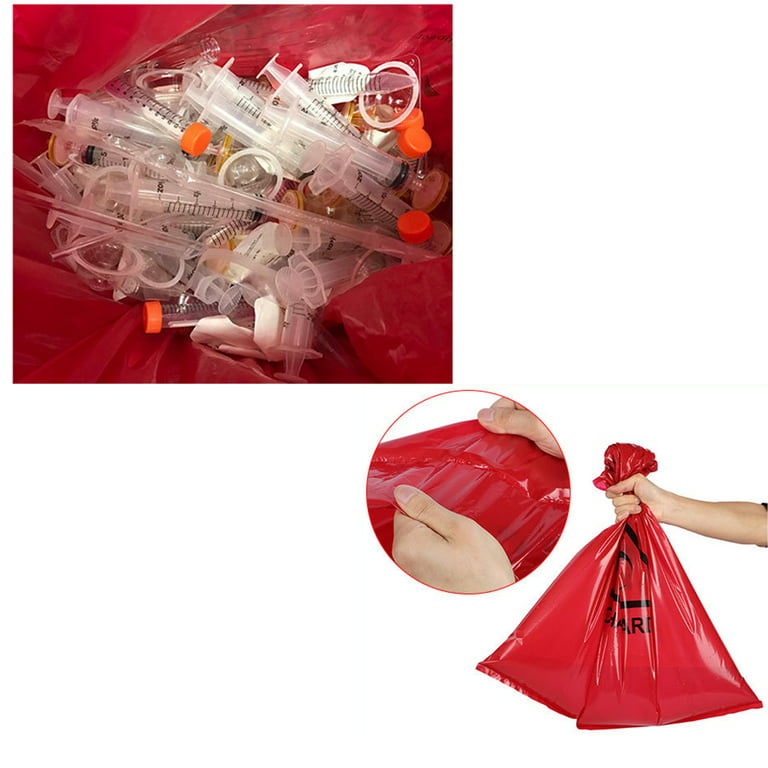 Red Clear Shopping Bag, Plastic Disposable Bags, Trash Garbage