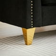 thumbnail image 5 of 81"Mid-Century Widen 2-Seat Sofa Chenille Fabric Couch with 2 Pillows and Gold Metal Legs Upholstered Loveseats with Copper Nail Decoration Armrest for Living Room, Apartment, Black, 5 of 8