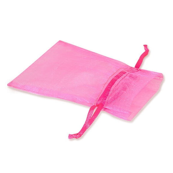 10 PK, Neon Pink Organza Favor Bags, 3 x 4" For Basket Stuffers, Soaps, Candles, Sachets, Jewelry, Cosmetics, Party Favors