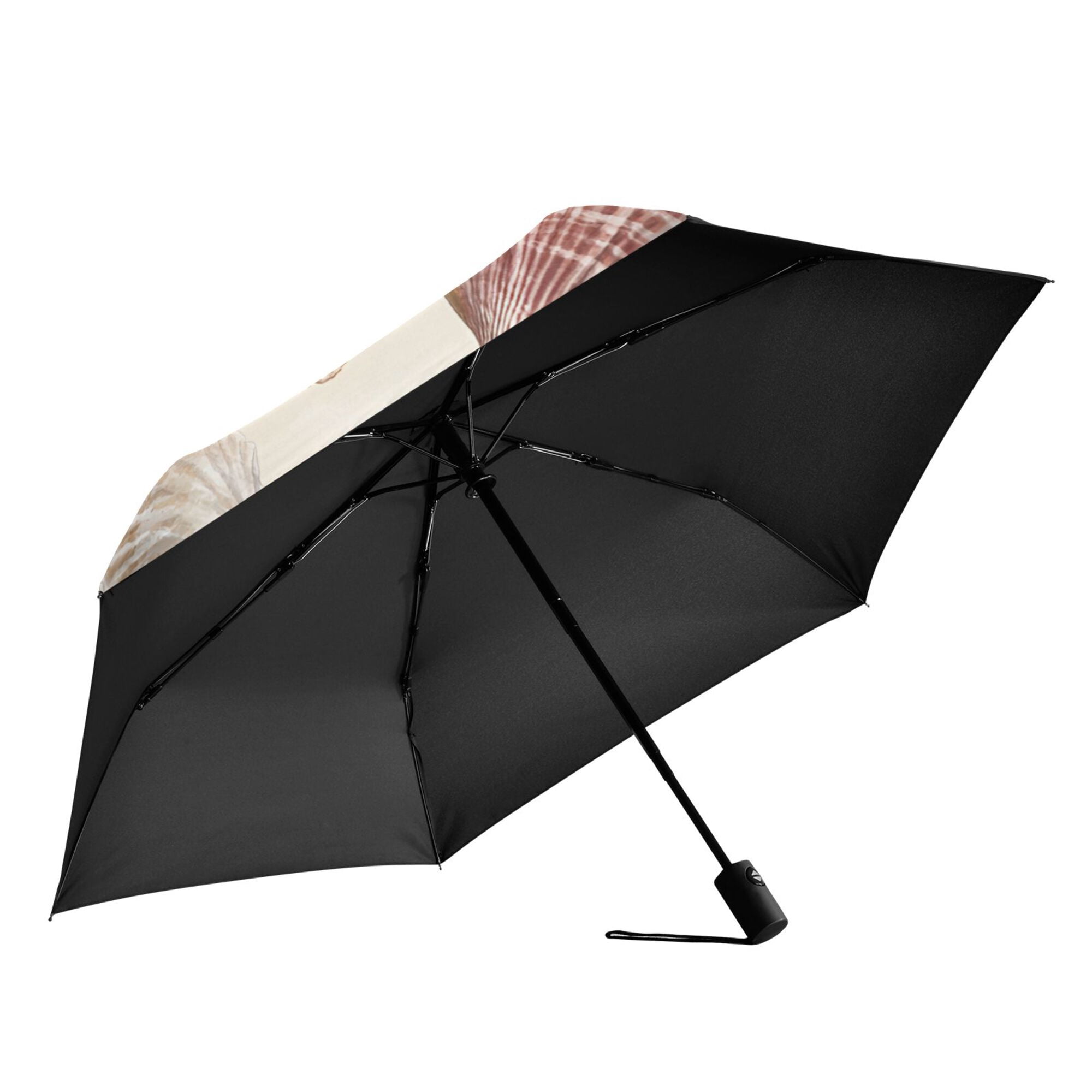 FORMRS Travel Umbrella Folding Auto Open Close Windproof Rain UV Protection, Beige Watercolor Seashells