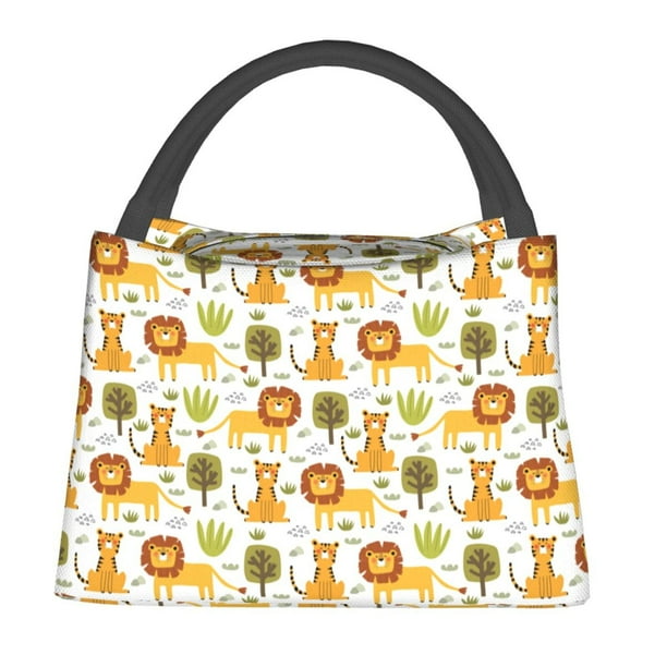 Fotbe Tiger Lion Bolsa Térmica Portátil con Estampado, Bolsa de Entrega de Alimentos Aislada, Bolsa Reutilizable de Gran Capacidad para Comidas y Supermercado