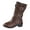 Brown, variant on YLYL Women's Belt Buckle Mid Calf Boot Retro Pointed Toe Heel Motorcycle Boots with Side Zipper Riding Boots