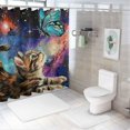 thumbnail image 7 of Orinice Cute Cat Butterfly Galaxy Bathroom Decor Set - Colorful Luxurious Shower Curtain Set with Hooks 60x72, 7 of 7