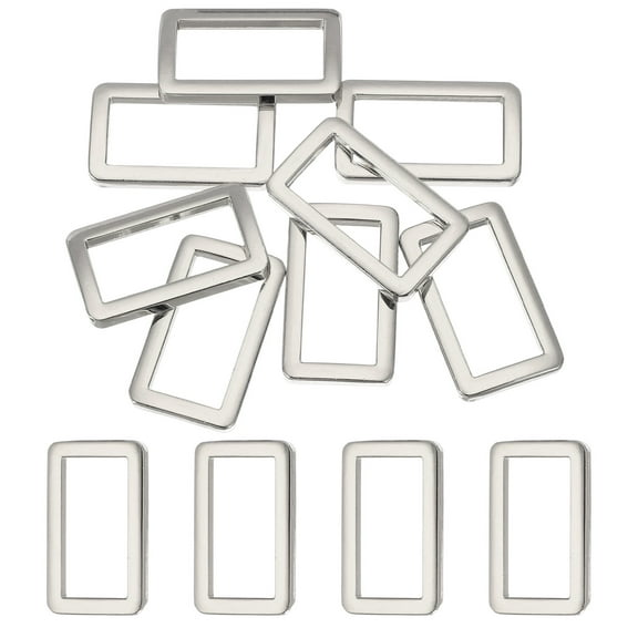 8pcs Metal Flat Rectangle Ring, 26mm(1inch) Metal Rectangular Buckle Rings Square Strap Webbing Loop for Bag Belt Purse DIY Craft, Silver