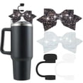 thumbnail image 2 of 2 Pcs Silicone Straw Cover For Cup, 2 Pcs Cute Glitter Bow Straw Toppers For 30&40 Oz Tumblers, Mix Black & White Straw Caps & Bow Adornments For Water Cups & Drinking Accessories, 2 of 3