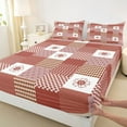 thumbnail image 3 of jejeloiu Abstract Geometric Grid Full Size Sheets,Rhombus Circle Pattern Bed Sheets,Red White Check Sheet Sets For Girls Kids,Microfiber Bedroom Decor,4 Pieces, 3 of 7