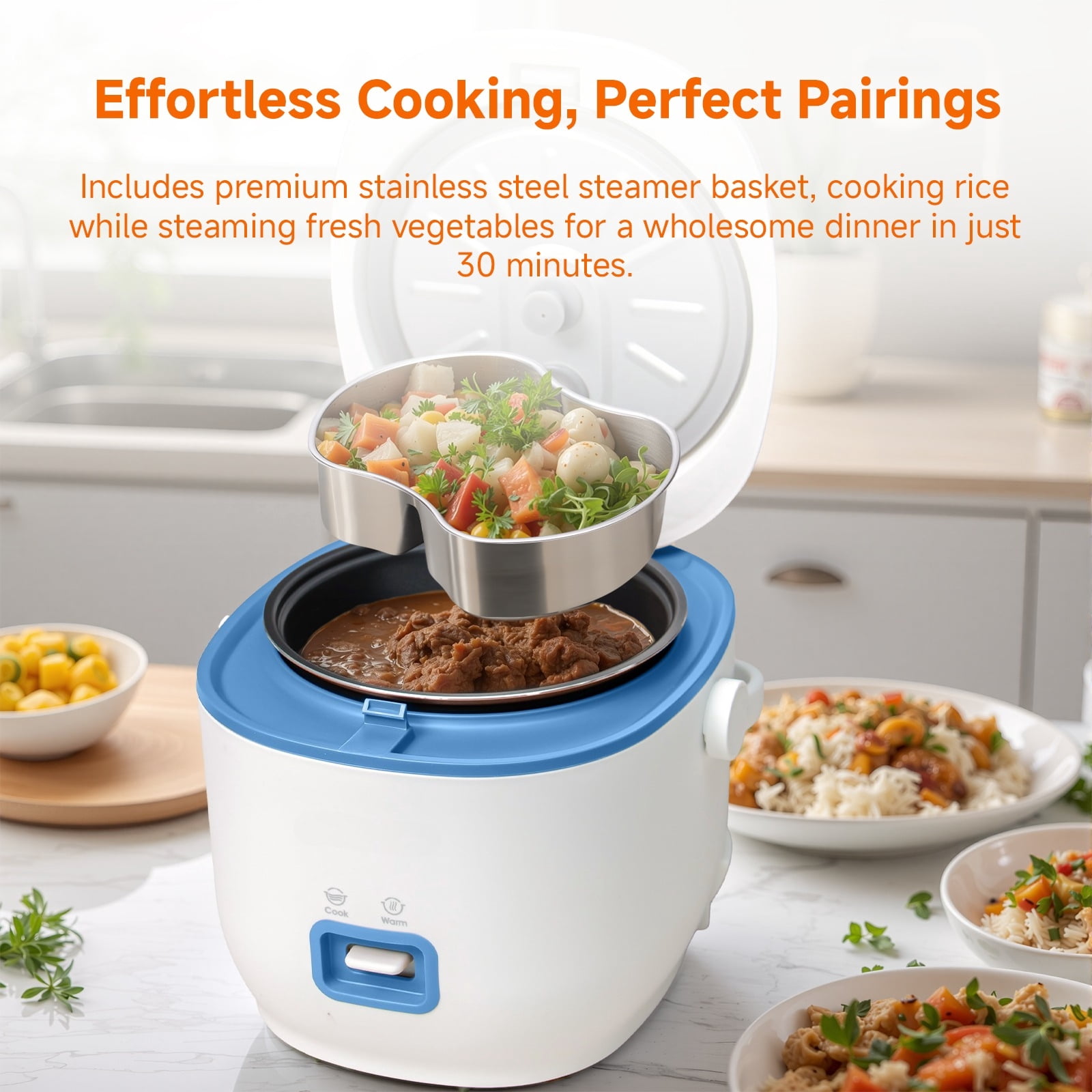 Mini Rice Cooker, Blue
