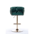 thumbnail image 3 of Set of 2 Velvet Bar Stools in Main Green | Swivel and Mechanical Lifting for Versatile Spaces | Ergonomic Seating with Foam Filling, 3 of 6