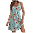 thumbnail image 3 of Ichuanyi Women's Casual V Neck Sleeveless Sundress Summer Boho Floral Beach Dress Loose Tank Dresses with Pockets, 3 of 7