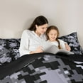 thumbnail image 5 of Feelyou Grey Camo Abstract Queen Comforter Set, Pixel Grid Miners Bedding Set, 3pcs, 5 of 8