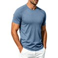 thumbnail image 4 of sdhkgrrt Plus Size Men Summer Round Neck Short Sleeve T-Shirts Casual Solid Basics Tee Tops Loose Fit Everyday Wear, Blue XL, 4 of 8