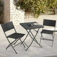 thumbnail image 3 of Nuu Garden 3 Pieces Folding Patio Bistro Dining Furniture Set,Small Patio Bistro Set,Folding Table and Chair Sets for Balcony, Porch, Backyard, Black, 3 of 10