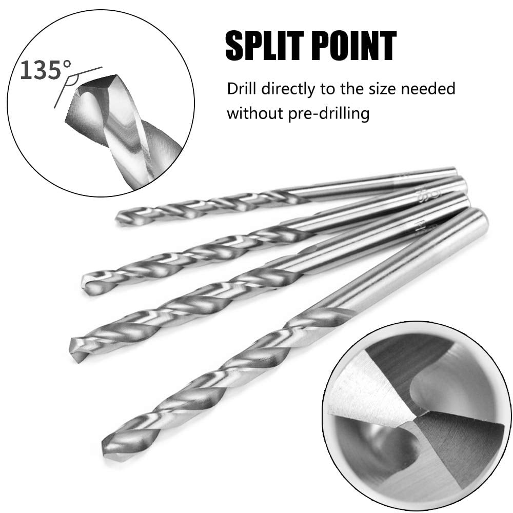 Hymnorq 25PC 1-13mm Metric Ground HSS Twist Drill Bits Set for Softer Metal