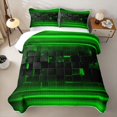 thumbnail image 2 of jejeloiu Grid Geometric Design Twin Quilt Set For Kids,Green Neon Striped Check Twin Coverlet Set For Boy,2pcs, 2 of 7