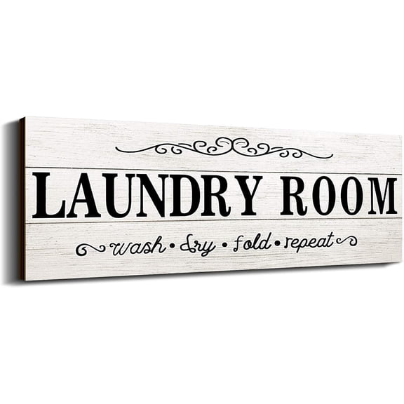 Cskhip Laundry Room - Wash Dry Fold Repeat Rustic Wood Signs Pantry Street Signs Vintage Wood Plaque Farmhouse Wall Art Wall Decor for Home Man Cave Door Porch Garden Party 4" x 16"
