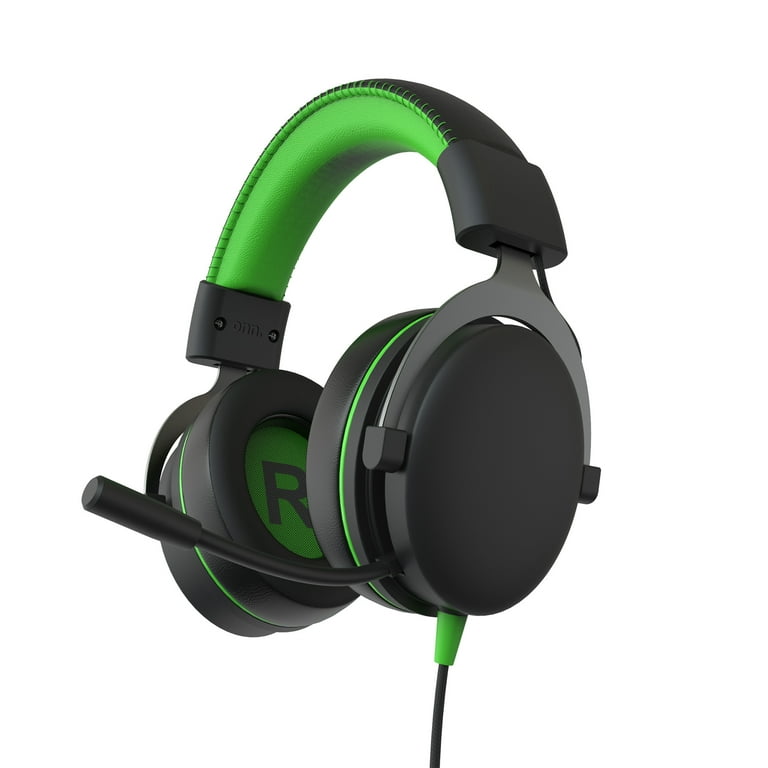 onn Xbox Wired Video Game Headset with 3.5mm Connector, Flip-to-Mute Mic,  Cooling Gel Earpads and 50mm Speakers - Black and Green 