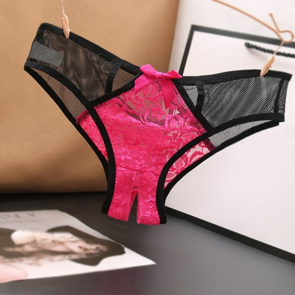 GZWYHT Cheeky Underwear No Show Underwear,Women's Sexy Underpants Open Crotch Panties Low Waist Lace Briefs Underwear,Womens Underwear,Sexy Underwear,Seamless Underwear,Hot Pink One Size