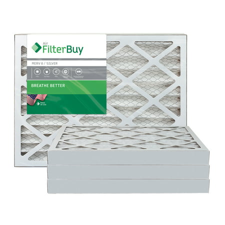 AFB Silver MERV 8 22x26x2 Pleated AC Furnace Air Filter. Pack of 4 Filters. 100% produced in the