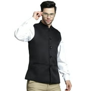 Maple Clothing Nehru Jacket Men's Traditional Sleeveless India Modi Waistcoat Vest Guest Outfit (Black, S)