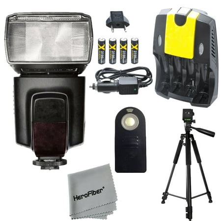 Universal SLR Speedlite Flash + 4 AA Rechargeable Batteries & AC/DC Rapid Charger + 60