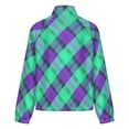 thumbnail image 6 of Jackets for Women Winter Coat Jackets Flannel Stand Collar Jacket(Green And Purple Plaid Pattern,Size:S-4XL), 6 of 7