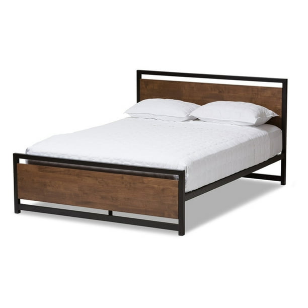 Baxton Studio Gabby Antique Bronze and Walnut Wood Queen ...