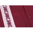 thumbnail image 3 of Cuban Guayabera Men's Dress Shirt Beach Wedding Short Sleeve Button-up Casual Burgundy/White 2XL, 3 of 4