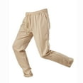 thumbnail image 5 of Wyobmus Mens Casual Pants Elastic Waist Drawstring Lightweight Straight Fit Summer Beach Trousers With Pockets S-3X Khaki, 5 of 9