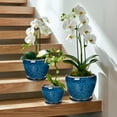 thumbnail image 4 of Stillaflora 3 Set Large Blue Ceramic Plant Pots with Drainage for Plant Lovers, 4 of 13