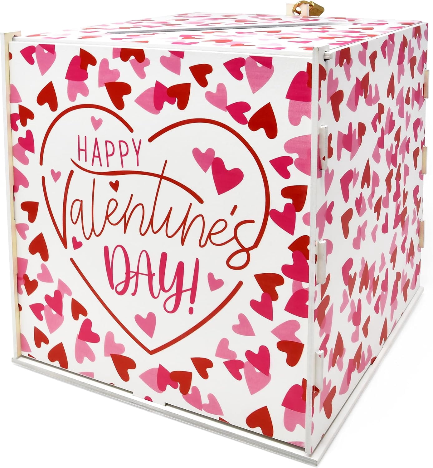 Gift Boutique Wood Valentine's Day Mailbox Card Box Valentine Decorations Kids Wooden Postbox for Valentines School Classroom Exchange Game Activities Party Decor