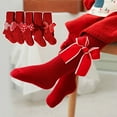 thumbnail image 5 of Baby Girl Tights Winter Thick Cable Knit Leggings Stockings with Bow Kids Christmas Red Cotton Pantyhose Valentine Gift for Infant Toddler 6 Months-6 Years, 5 of 5