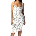 thumbnail image 1 of SMihono Robes d'Été Bohémiennes pour Femmes Grande Taille Mode Décontractée Été Sans Manches Épaules Dénudées Robe Col Rond Unie, 1 of 4