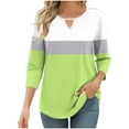 thumbnail image 2 of Viluyesy Round Neck T-Shirt for Womens 3/4 Sleeves Shirt Tops Fashionable Loose Blouse Green Size 2XL, 2 of 6