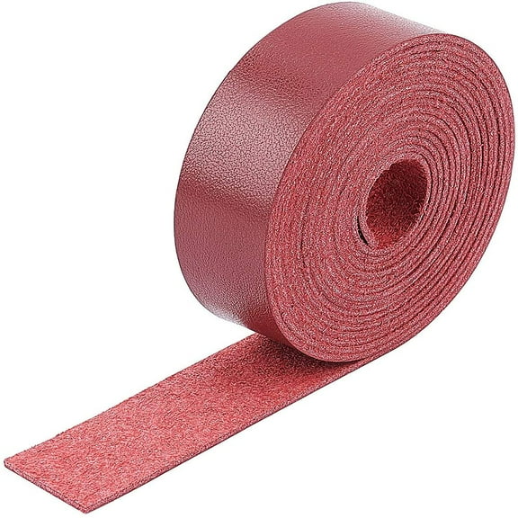 1Roll Leather Strap 3/4 Inch Wide 78 Inches Leather Craft Strip for DIY Projects Clothing Jewelry Wrapping Dark Red