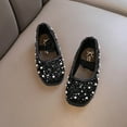 thumbnail image 2 of Jinhomg Little Girls Dress Shoes Glitter Sparkly Rhinestone Wedding Flats Casual Comfy Low Heel Party Princess Shoes Black 2 Years, 2 of 5