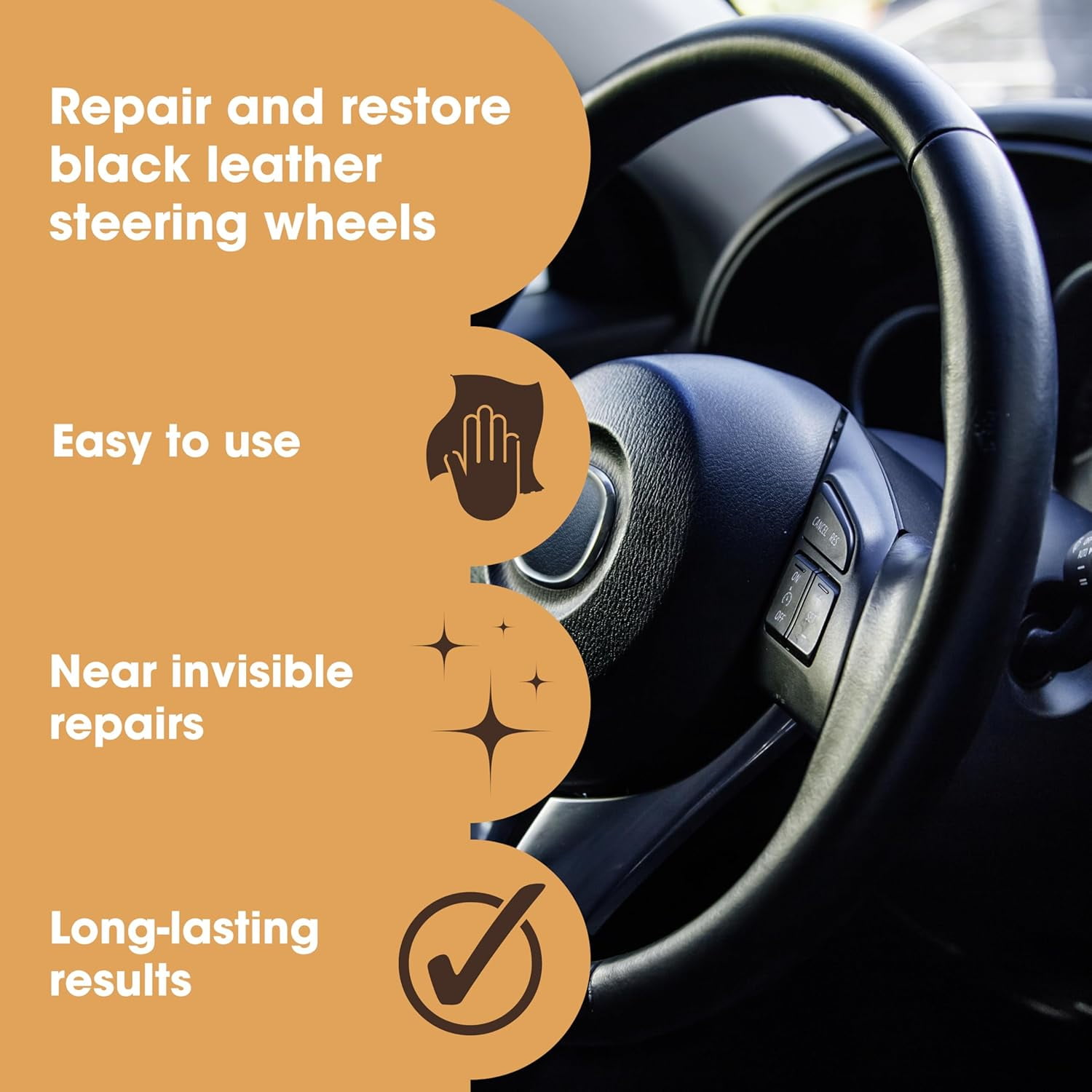 Furniture Clinic Leather Steering Wheel Repair Kit | Kit to Repair Tears, Scuffs, & Scratches on Leather Steering Wheels