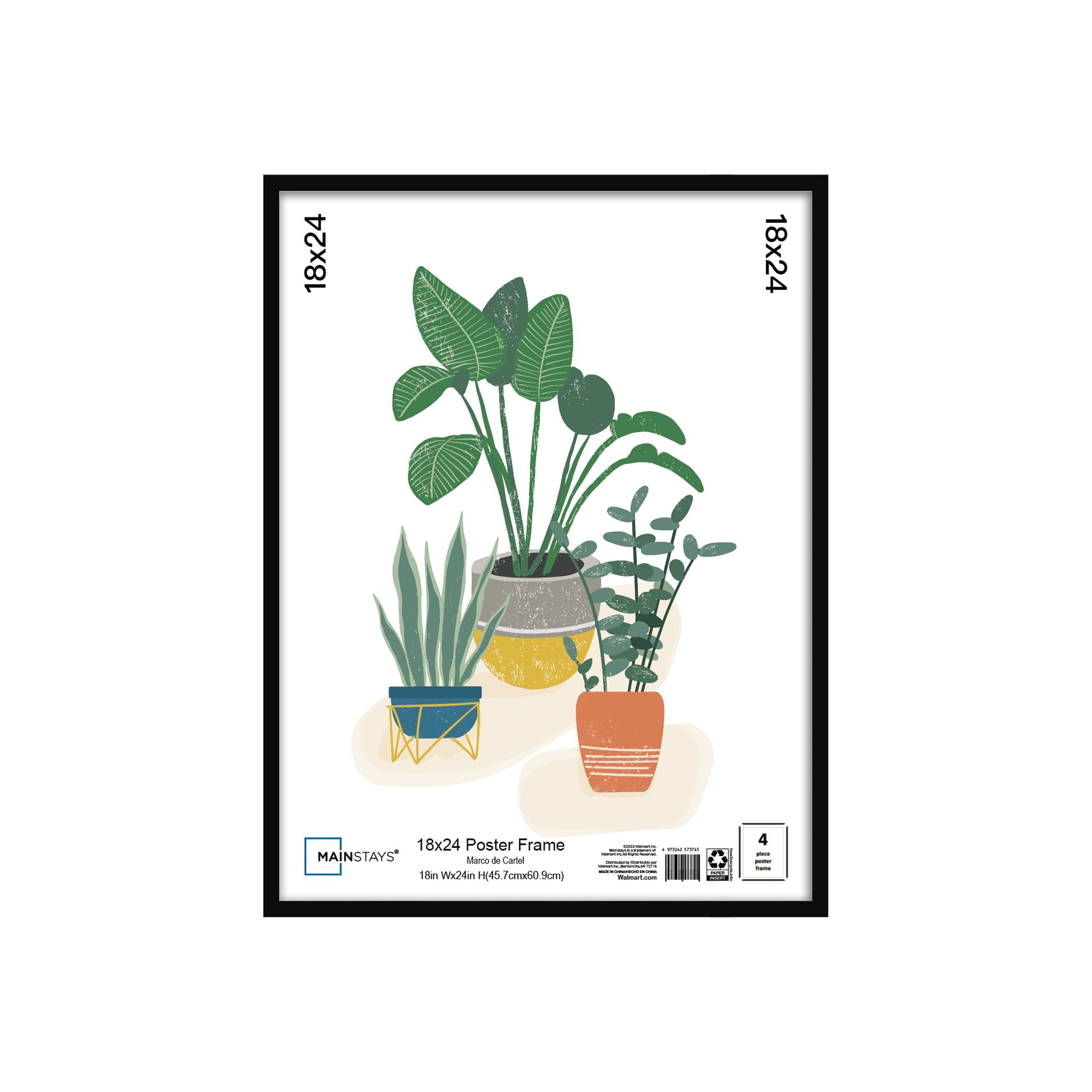 MCS Everline Cornice Per Poster 40x55 Cm In PVC Nero Lucido - Con Passepartout Per Foto 30x45 Cm